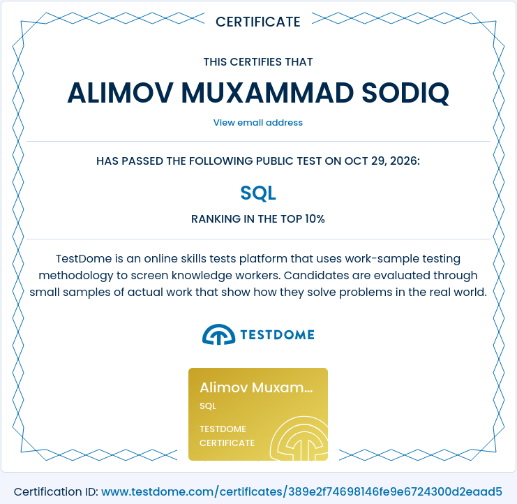 Advanced SQL Database Specialist